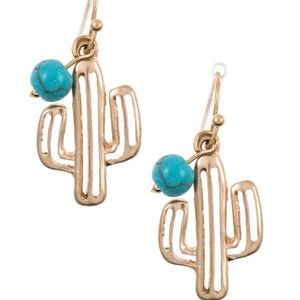 Fashion Jewelry Outlined Cactus Dangle Earring